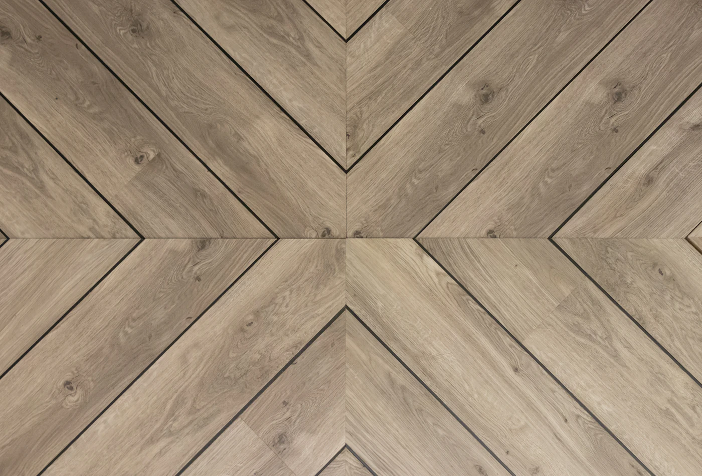 After: hand-laid herringbone floor, freshly finished