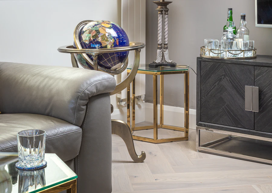 Herringbone floor in a living space